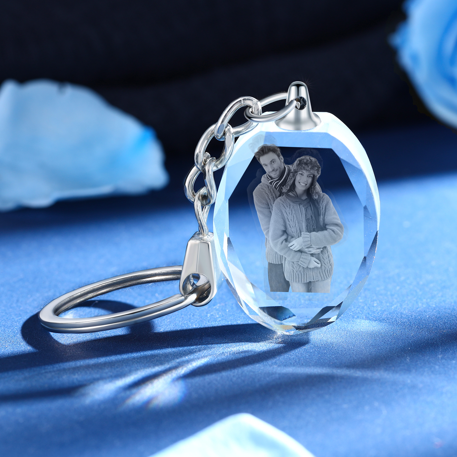 Portachiavi in Cristallo Personalizzato – con 1 Foto – 5 Stili Disponibili – Regalo Elegante per Papà | Jessemade