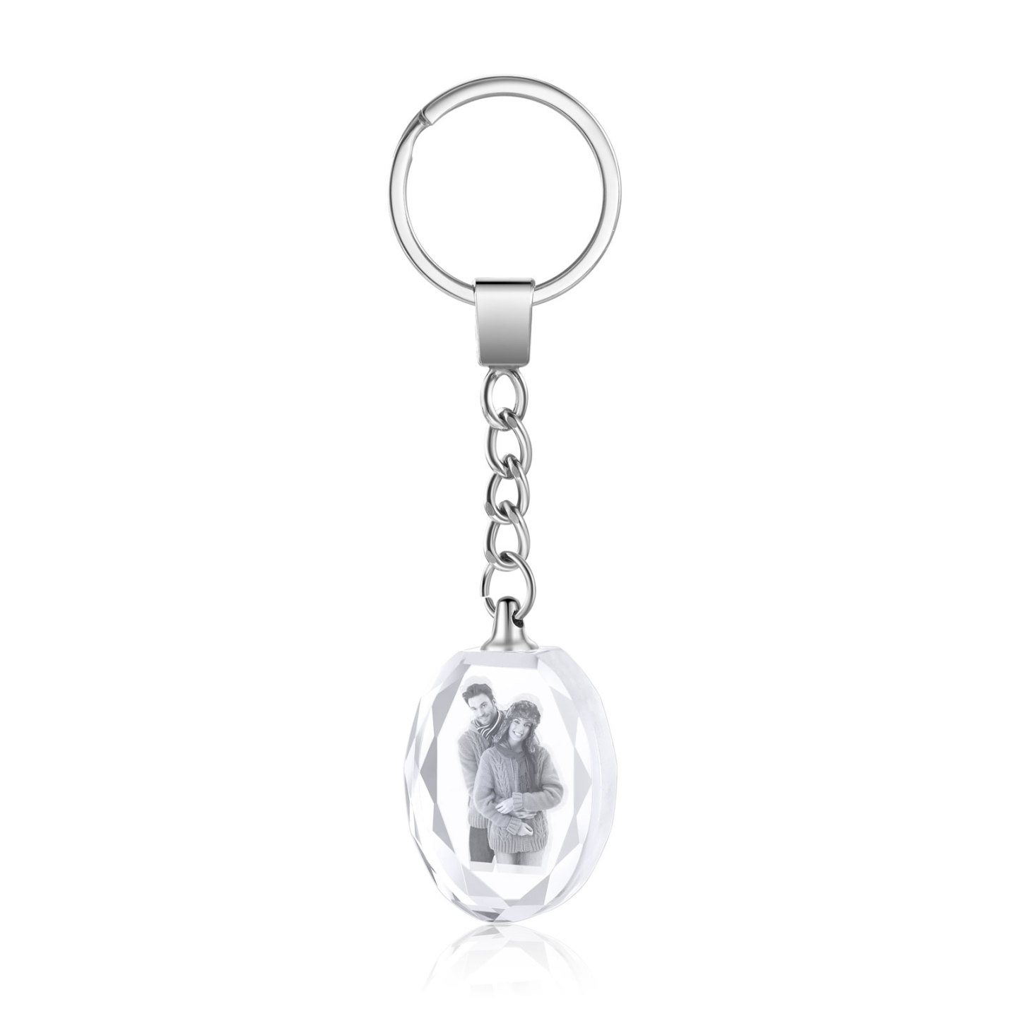 Portachiavi in Cristallo Personalizzato – con 1 Foto – 5 Stili Disponibili – Regalo Elegante per Papà | Jessemade