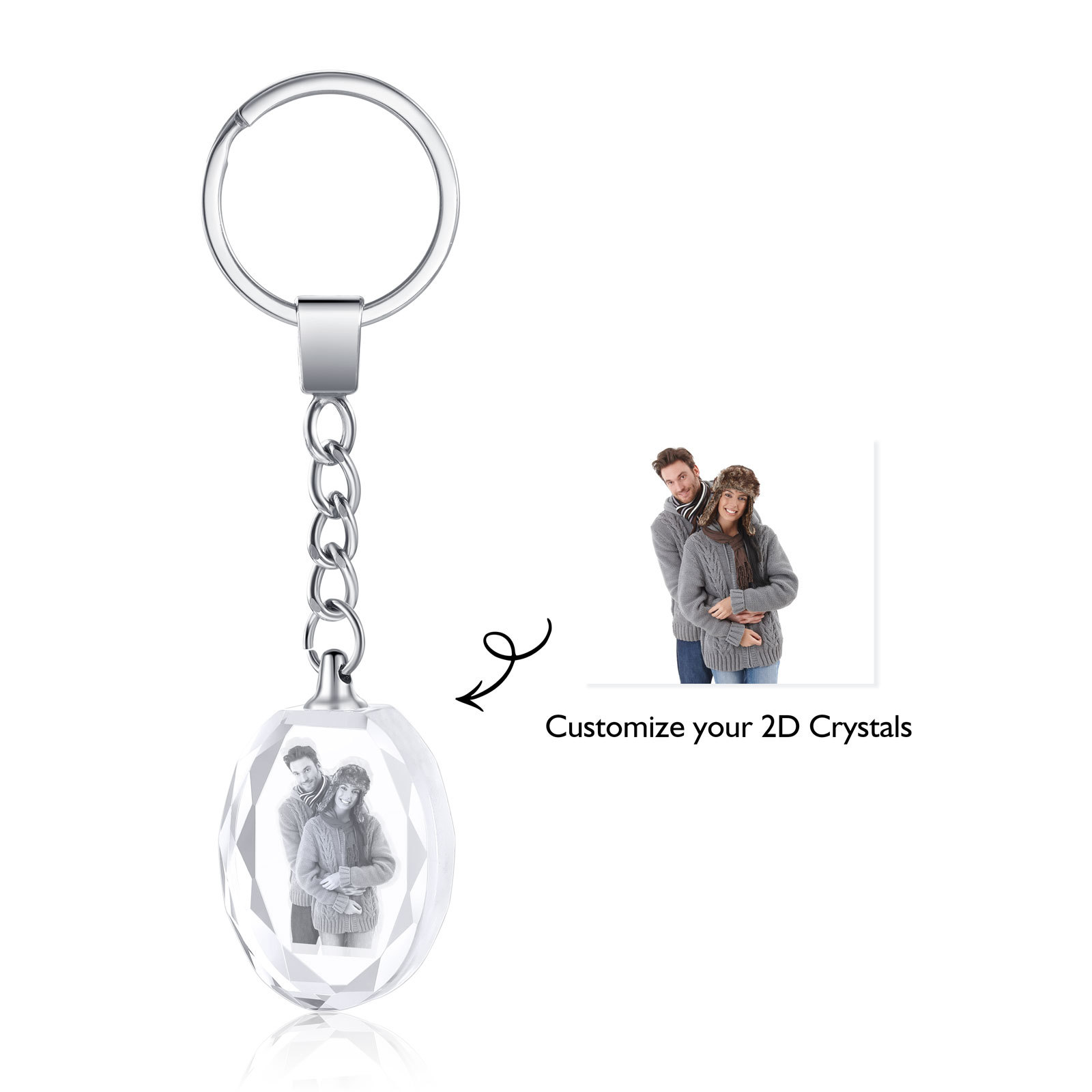 Portachiavi in Cristallo Personalizzato – con 1 Foto – 5 Stili Disponibili – Regalo Elegante per Papà | Jessemade