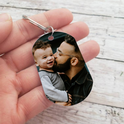 Portachiavi in Acciaio Inossidabile Personalizzato – Incisione con 1 Foto – Regalo Speciale per Papà | Jessemade