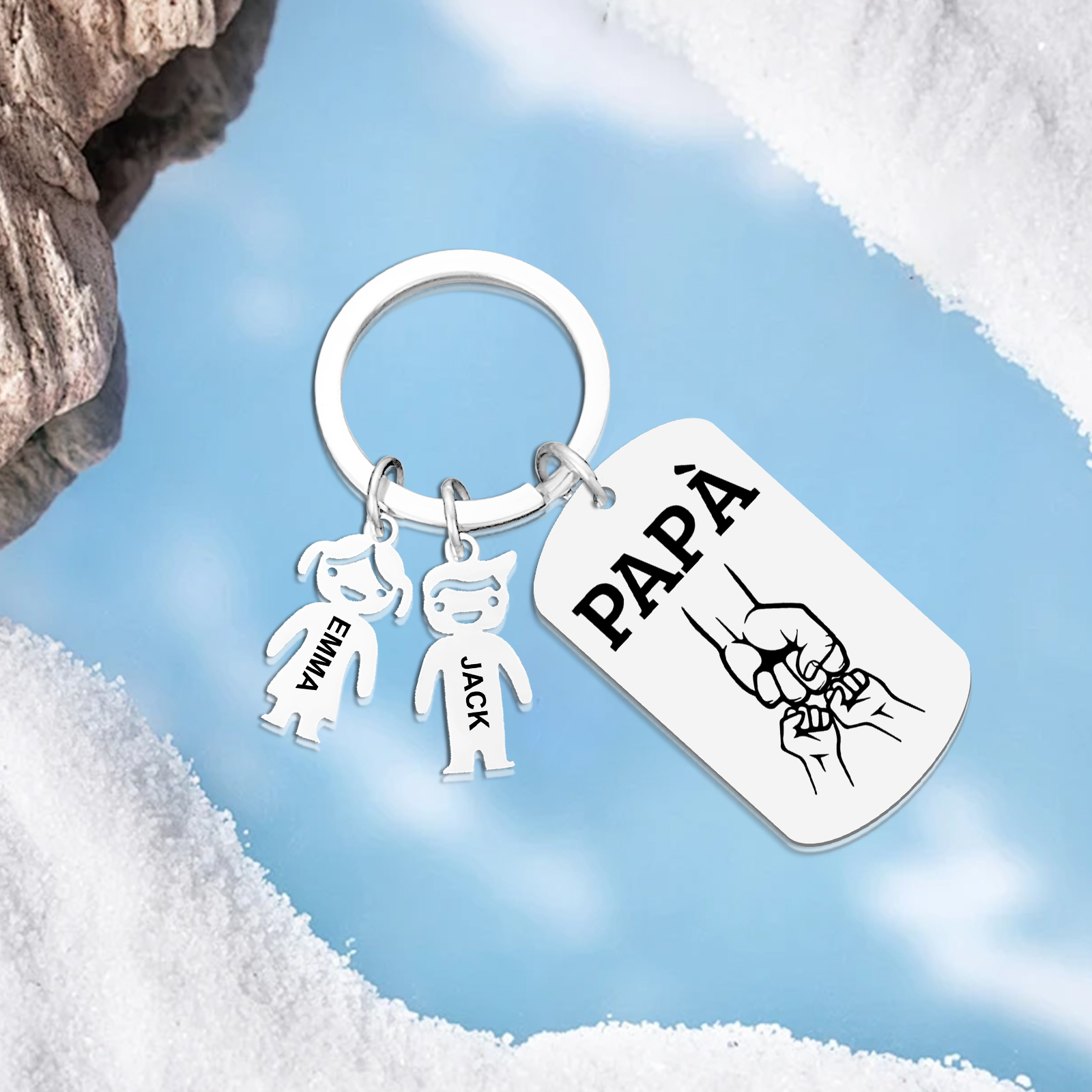 Portachiavi Uomo in Acciaio Inossidabile Personalizzato – Incisione 1 Testo & 2 Nomi – Regalo Speciale per Papà | Jessemade