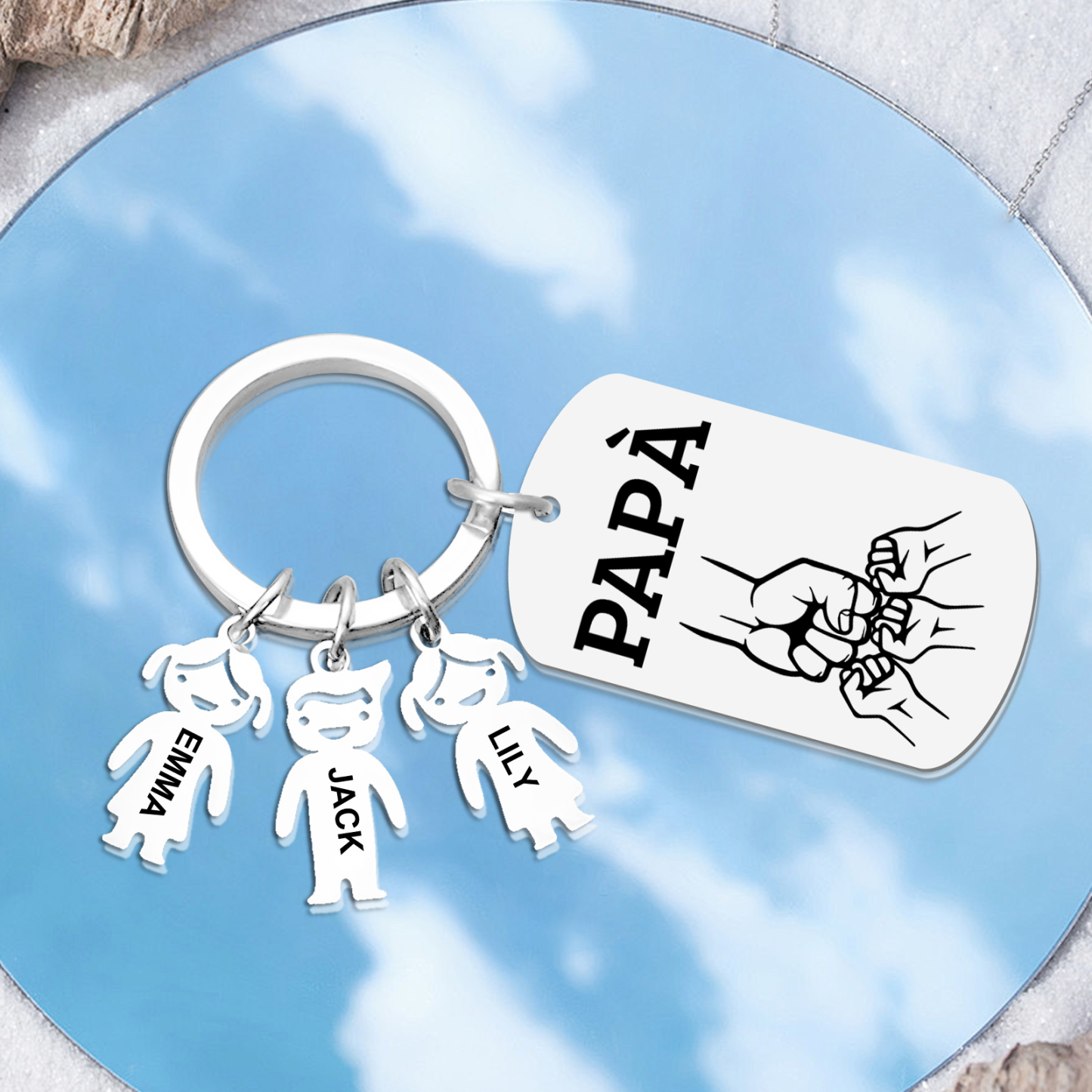 Portachiavi Uomo in Acciaio Inossidabile Personalizzato – Incisione 1 Testo & 3 Nomi – Regalo Speciale per Papà | Jessemade