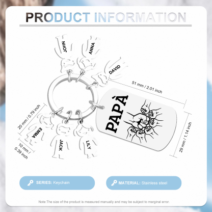 Portachiavi Uomo in Acciaio Inossidabile Personalizzato – Incisione 1 Testo & 6 Nomi – Regalo Speciale per Papà | Jessemade