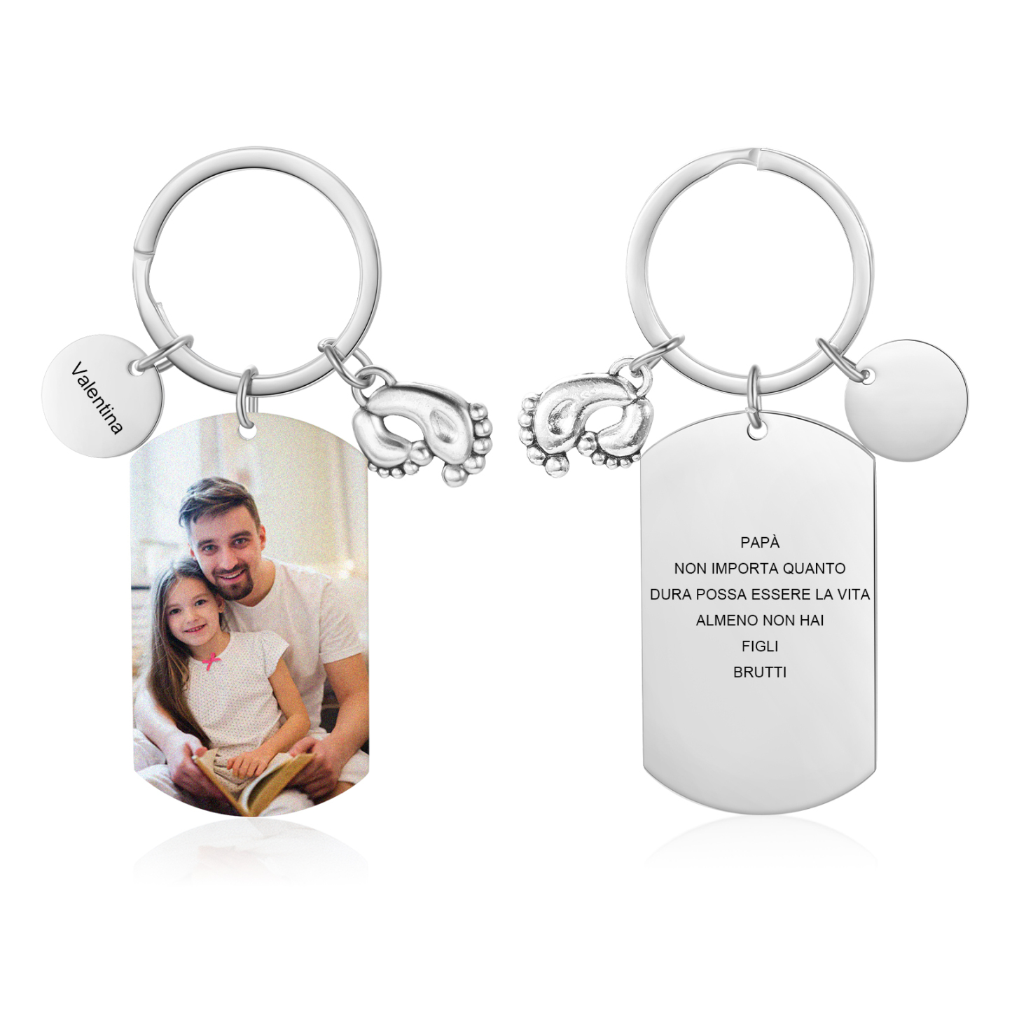 Portachiavi Uomo Personalizzato – Foto & Nome Incisi | Regalo Speciale per Papà | Jessemade