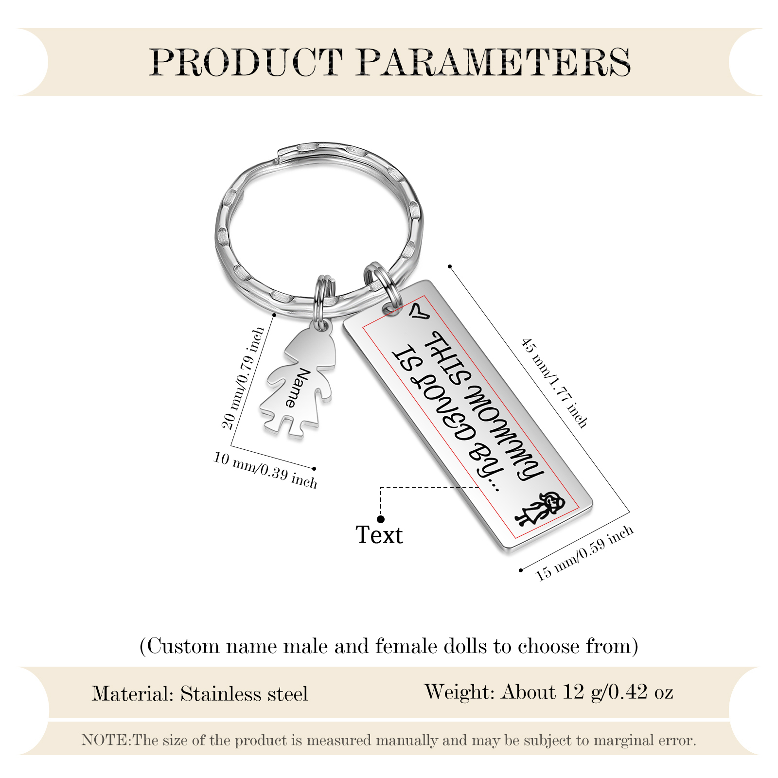 Portachiavi Donna Personalizzato – Incisione Sesso & Nome | Regalo Speciale per Mamma e Nonna | Jessemade