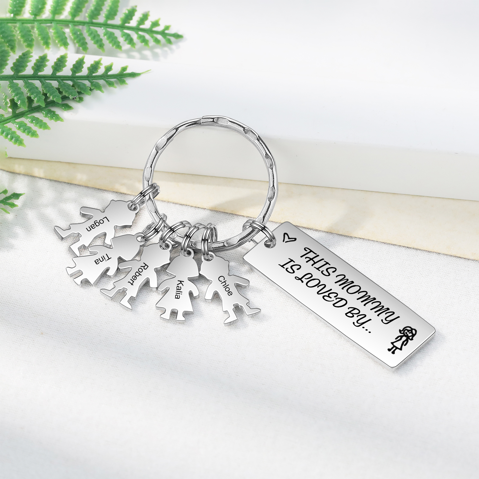 Portachiavi Personalizzato per Donna – Incisione 5 Nomi e Generi | Idea Regalo per Mamma | Jessemade
