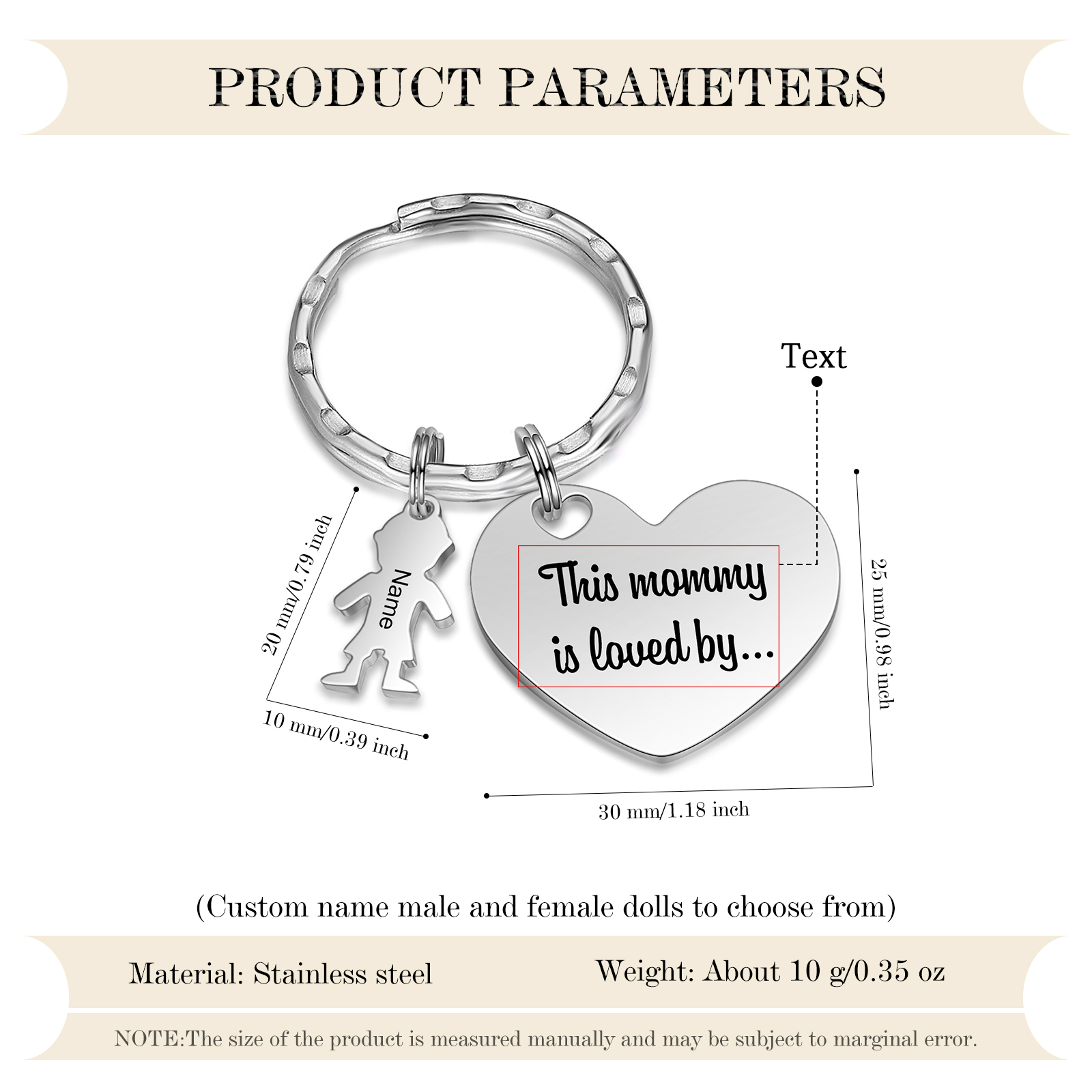  Portachiavi Personalizzato Donna – Ciondolo Cuore con 1 Nome e Sagoma | Regalo per la Mamma | Jessemade