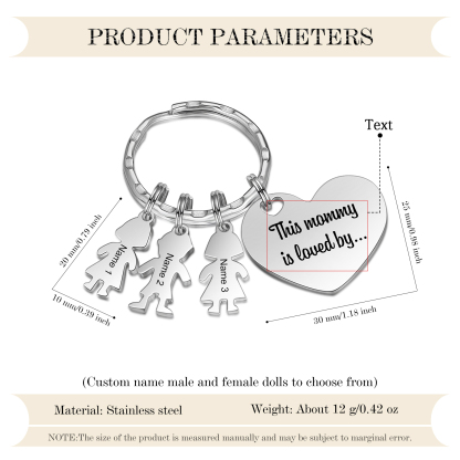 Portachiavi Personalizzato Donna – Ciondolo Cuore con 3 Nomi | Idea Regalo per Mamma | Jessemade