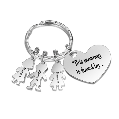 Portachiavi Personalizzato Donna – Ciondolo Cuore con 3 Nomi | Idea Regalo per Mamma | Jessemade