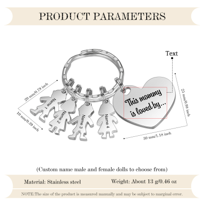 Portachiavi Personalizzato Donna – Ciondolo Cuore con 4 Nomi | Idea Regalo per Mamma | Jessemade