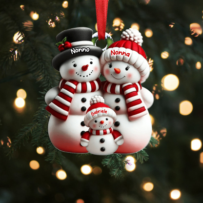 Decorazione personalizzata per albero di Natale con pupazzi di neve (da 2 a 10 nomi) | Regalo di Natale per la famiglia, ideale per il nonno e la nonna | Lorajewel