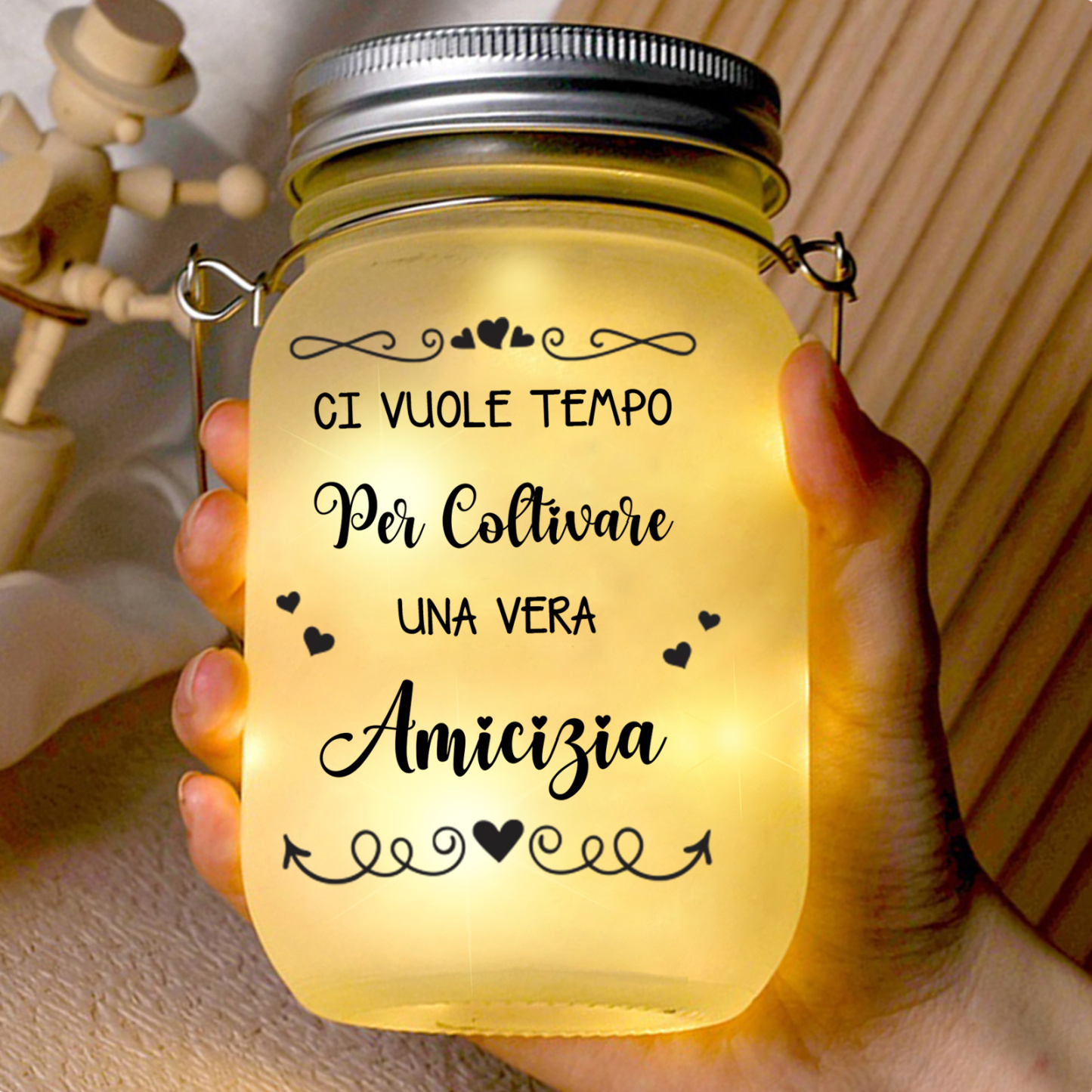 Lampada LED in vetro personalizzata con nome e data per la migliore amica, sorella dell'anima o collega