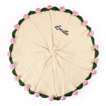 Coperta fatta a mano all'uncinetto con fiori personalizzati, nome personalizzato, regalo di compleanno per lei | Jessemade