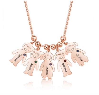 Collana bambino felice personalizzabile 2 nomi e gemma