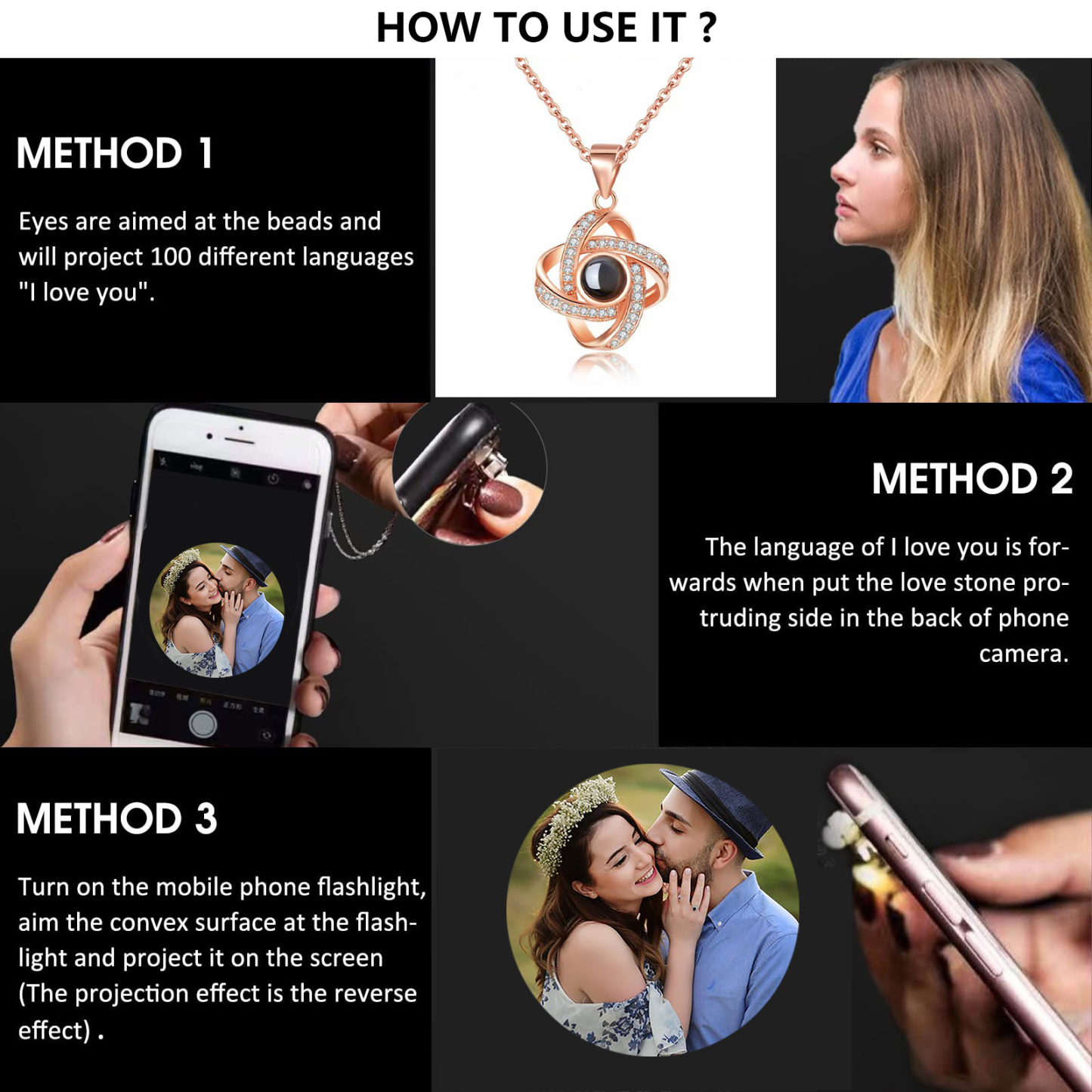 Collana infinito con proiezione di foto personalizzabile