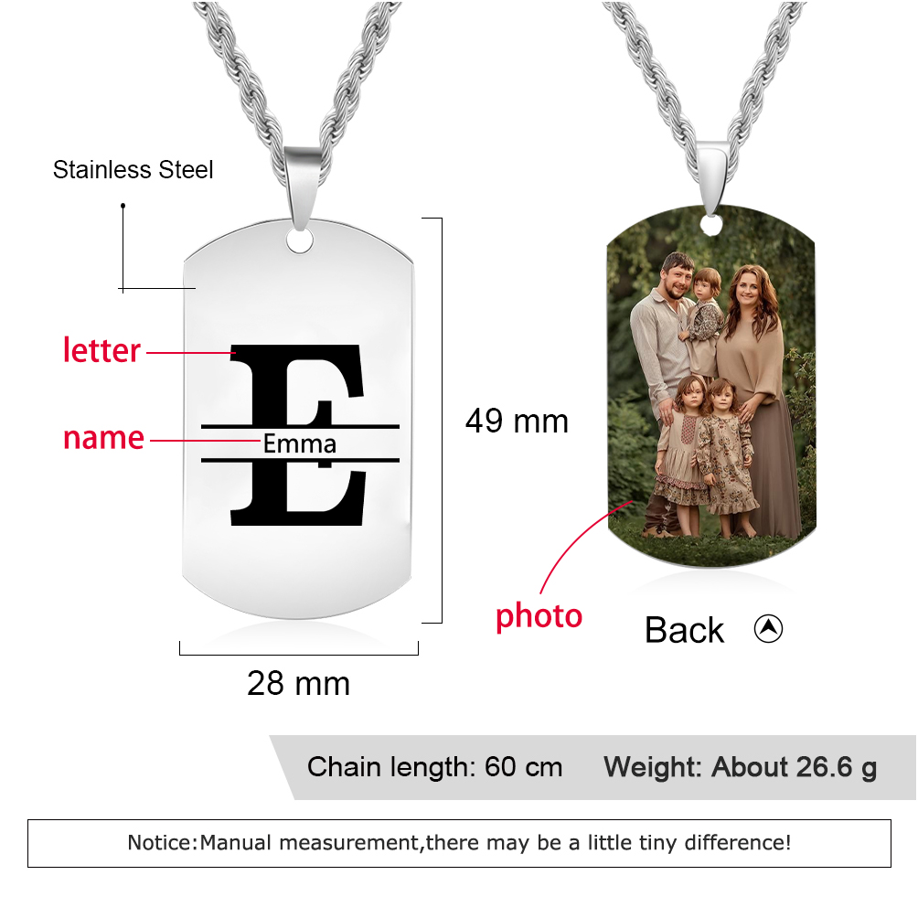 Collana da Uomo Personalizzata con Foto, Nome e Iniziale – Regalo Speciale per Papà | Jessemade