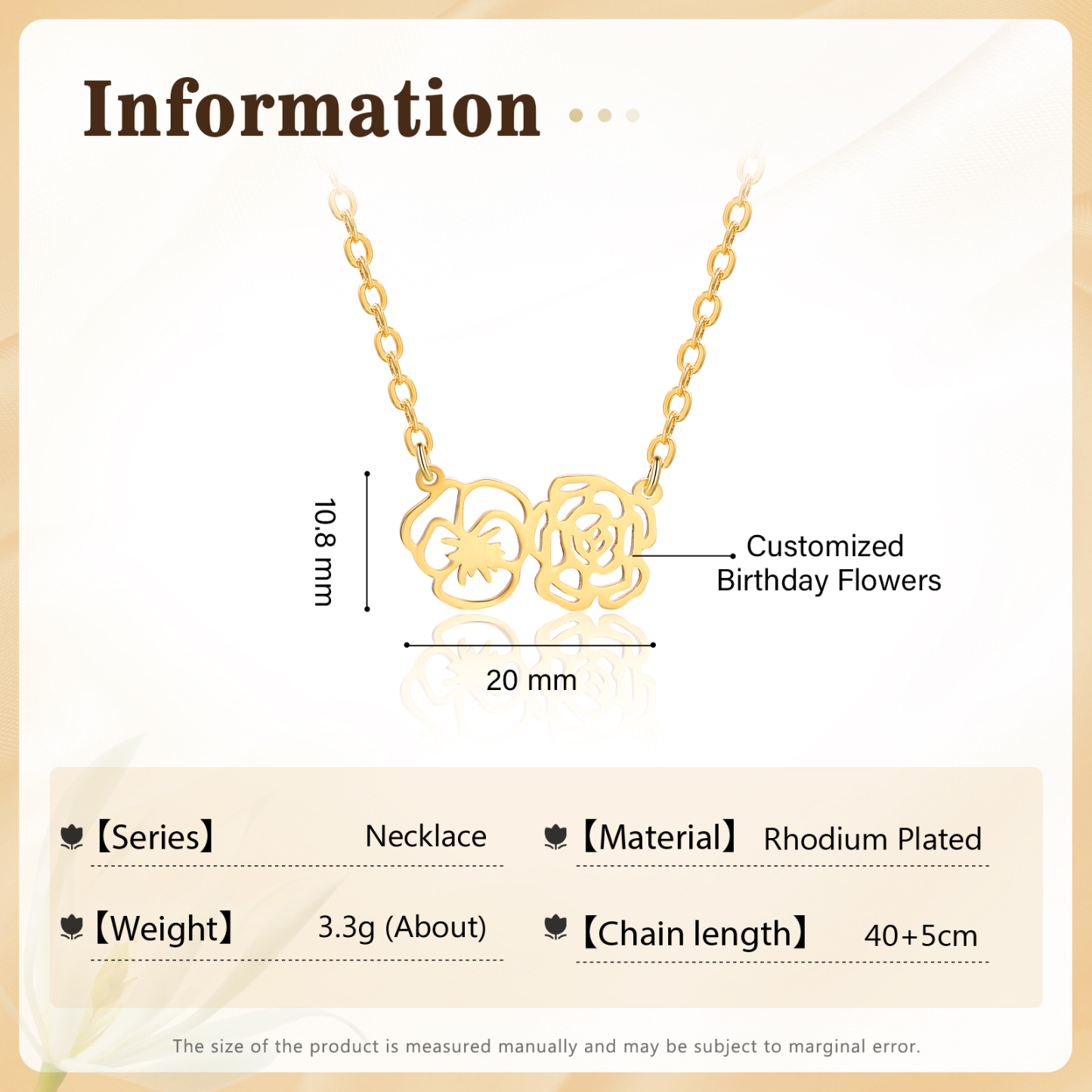 Collana fiore di nascita personalizzata con 2 fiori di nascita regalo per donna