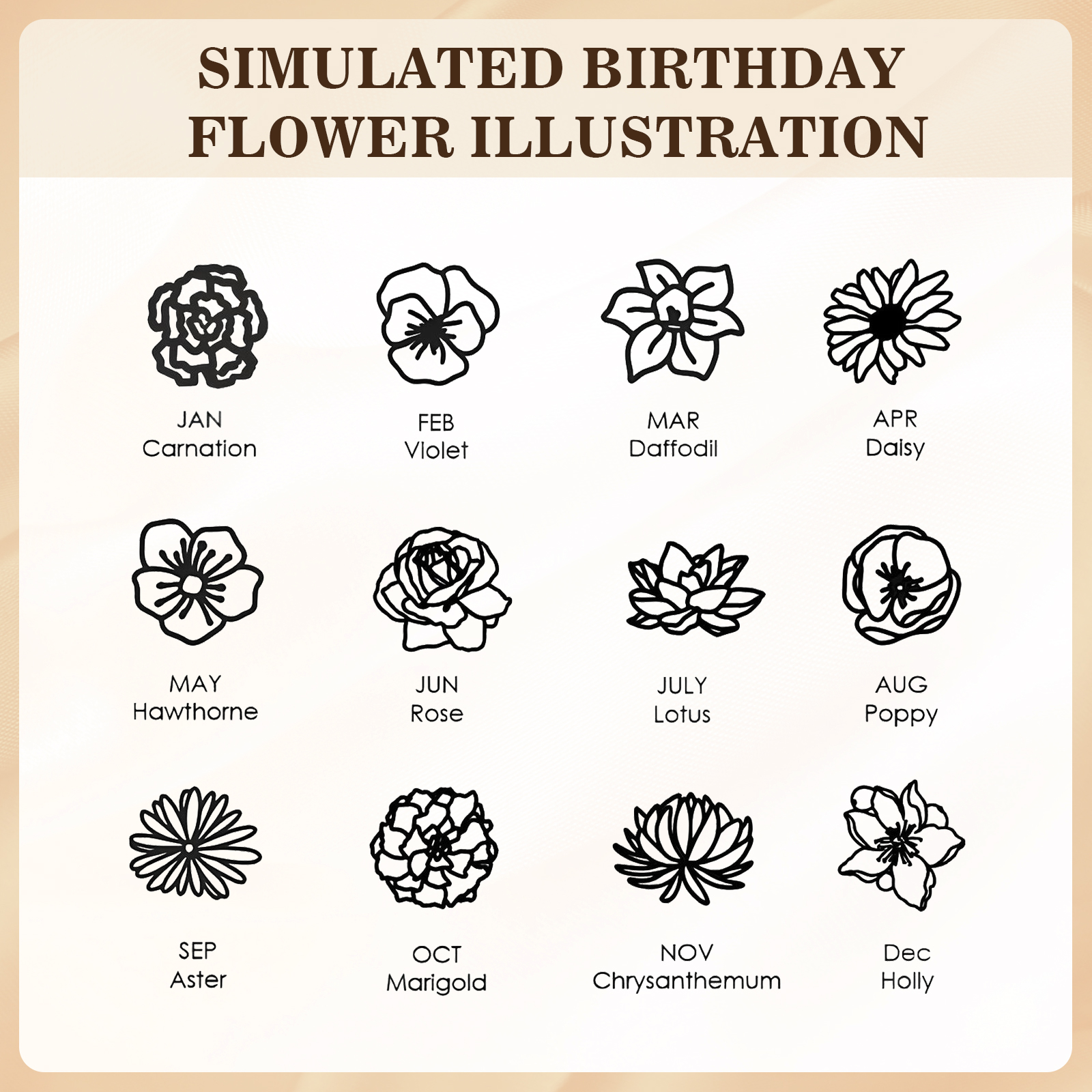 Collana fiore di nascita personalizzata con 3 fiori di nascita regalo per donna