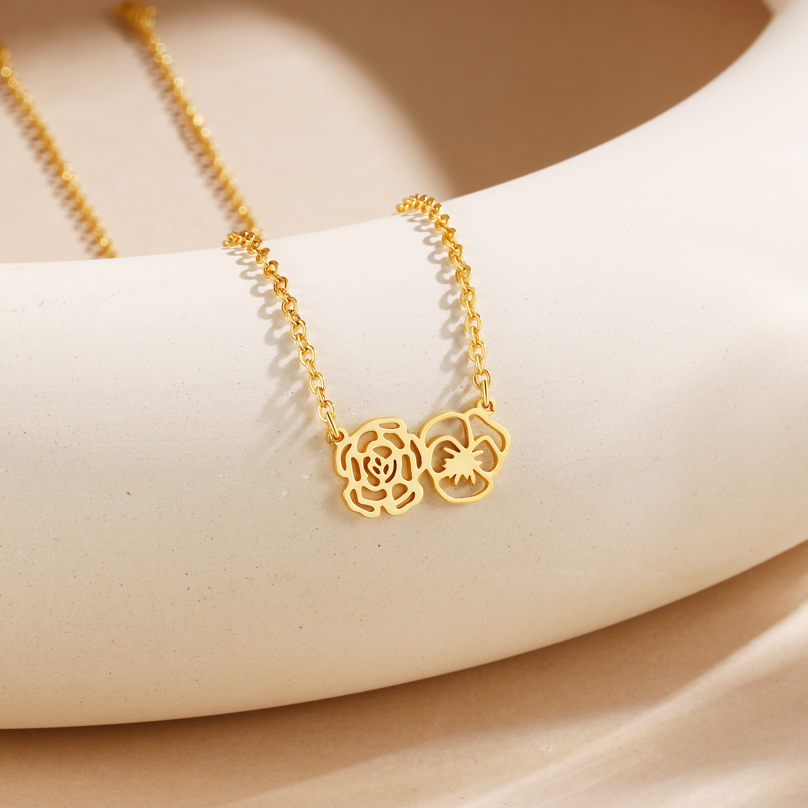 Collana fiore di nascita personalizzata con 2 fiori di nascita regalo per donna