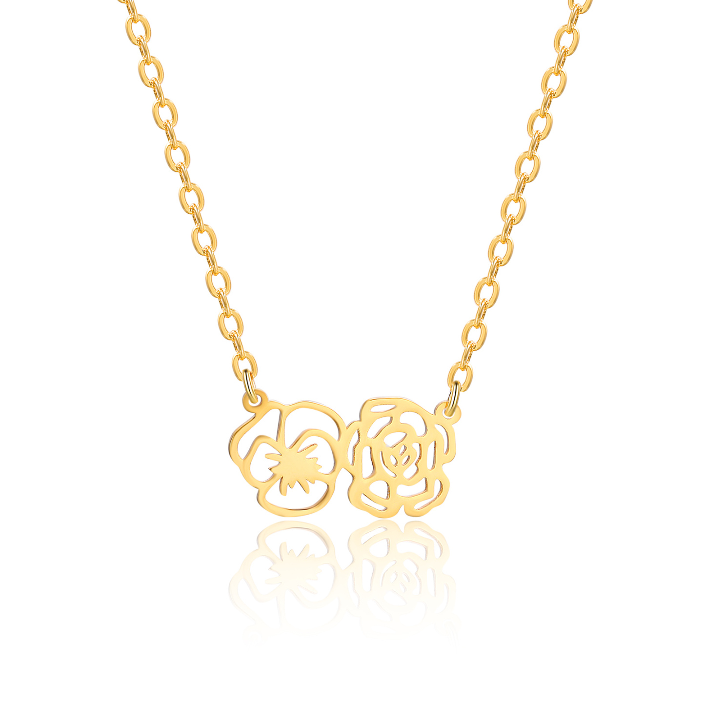 Collana fiore di nascita personalizzata con 2 fiori di nascita regalo per donna