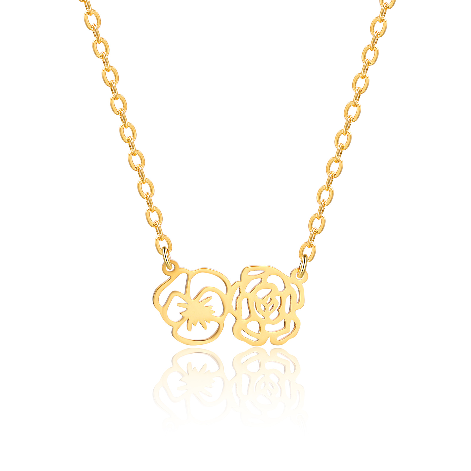 Collana fiore di nascita personalizzata con 2 fiori di nascita regalo per donna