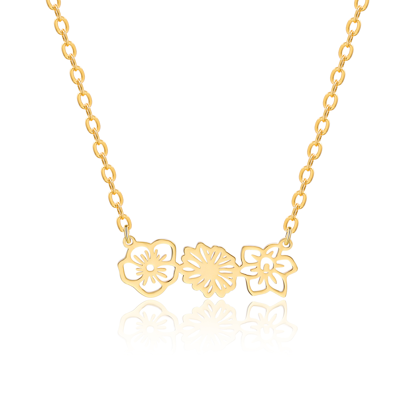 Collana fiore di nascita personalizzata con 3 fiori di nascita regalo per donna