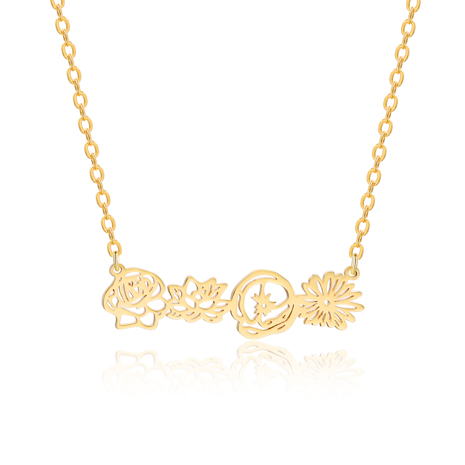 Collana fiore di nascita personalizzata con 4 fiori di nascita regalo per donna