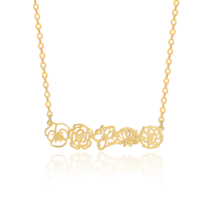 Collana fiore di nascita personalizzata con 5 fiori di nascita regalo per donna