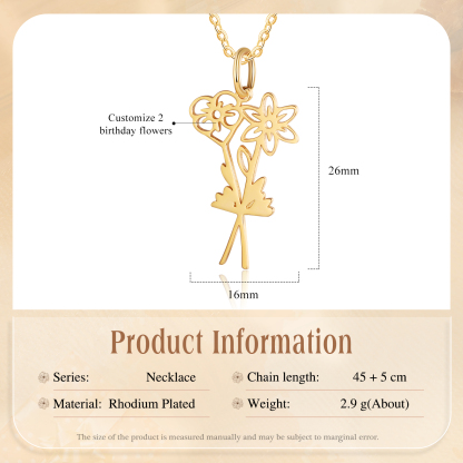 Collana fiore di nascita personalizzata con 2 fiori di nascita regalo per donna