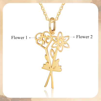 Collana fiore di nascita personalizzata con 2 fiori di nascita regalo per donna