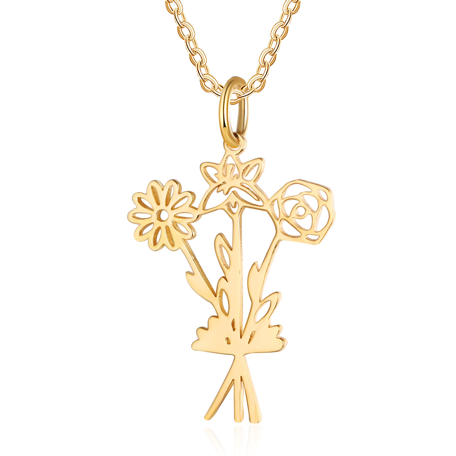 Collana fiore di nascita personalizzata con 3 fiori di nascita regalo per donna