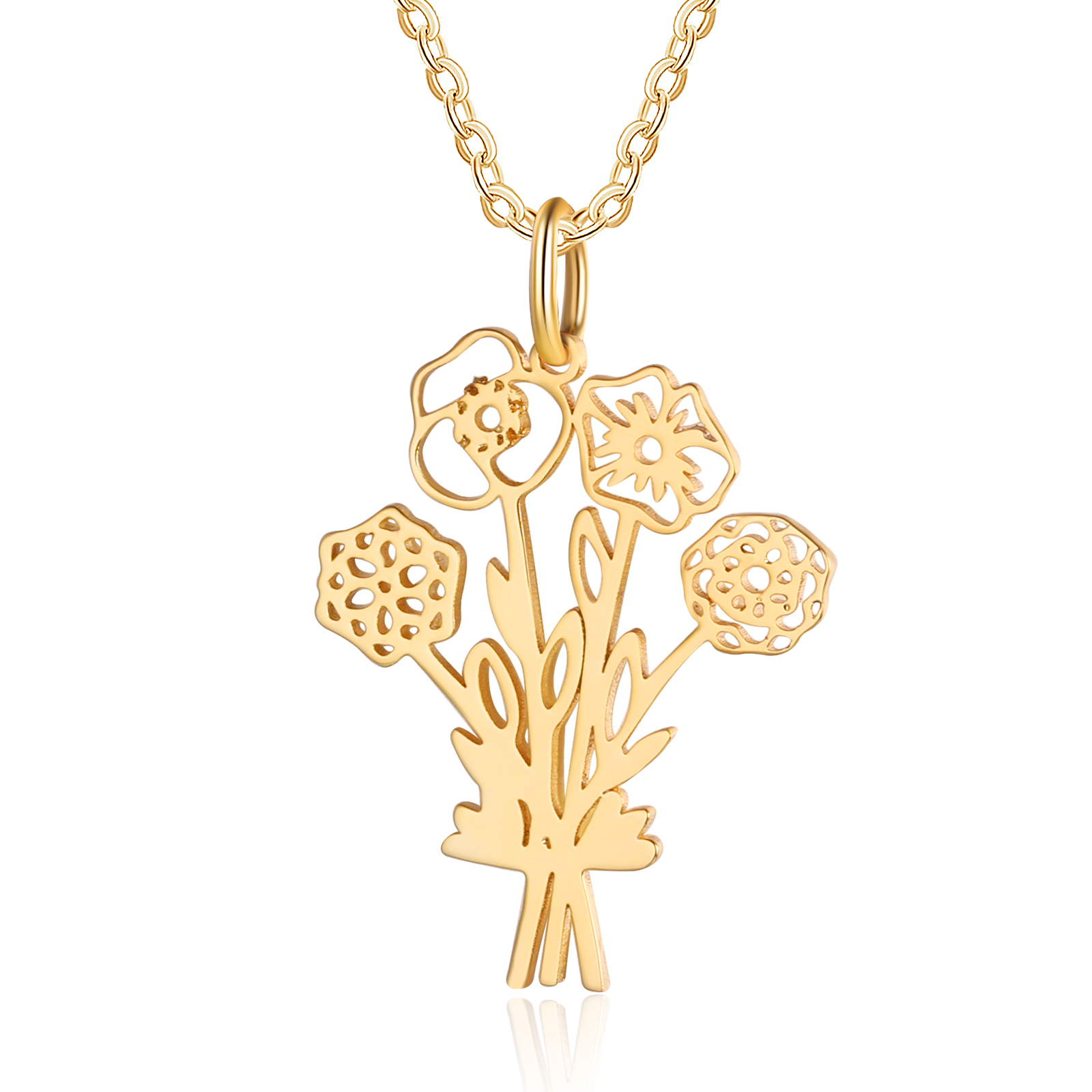 Collana fiore di nascita personalizzata con 4 fiori di nascita regalo per donna