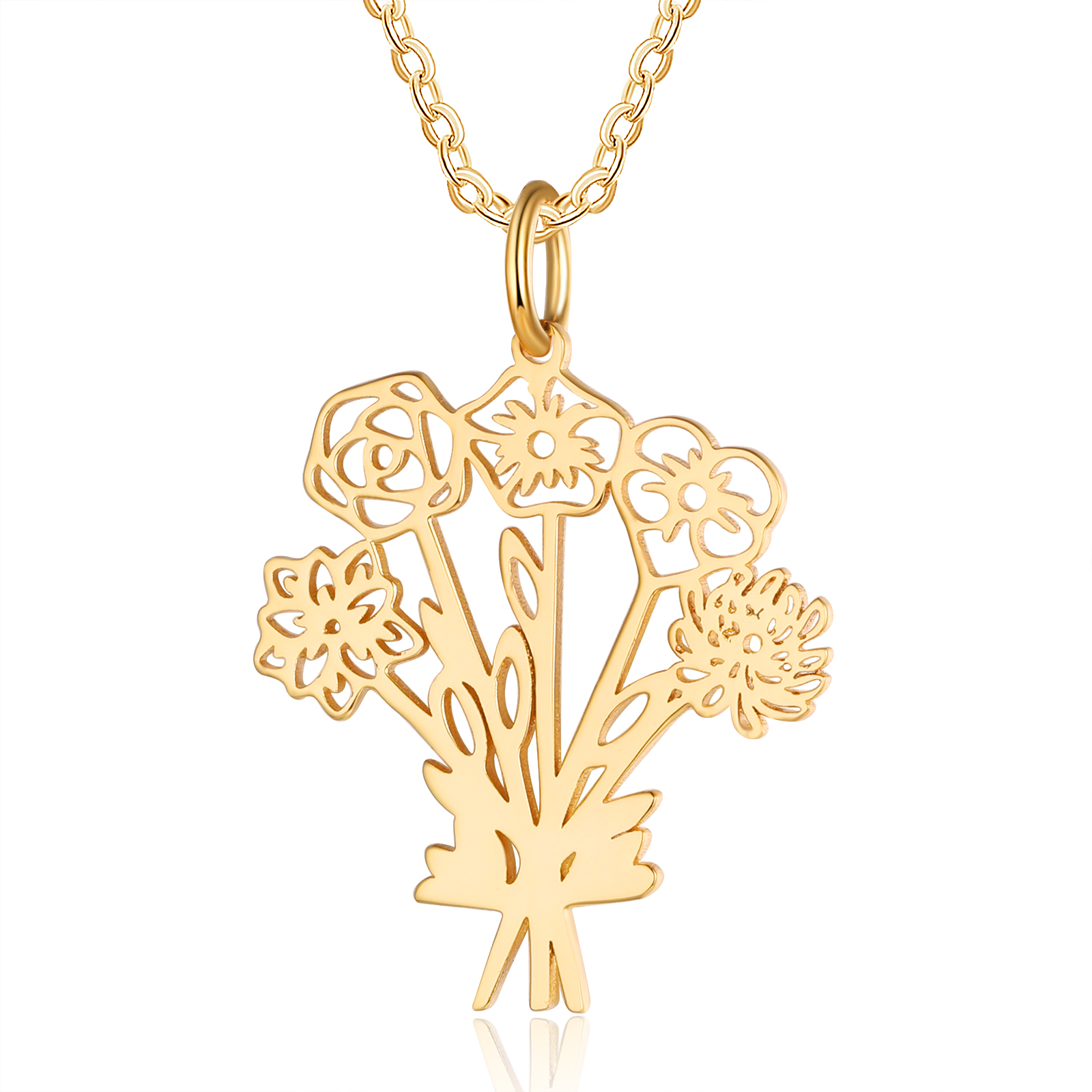 Collana fiore di nascita personalizzata con 5 fiori di nascita regalo per donna