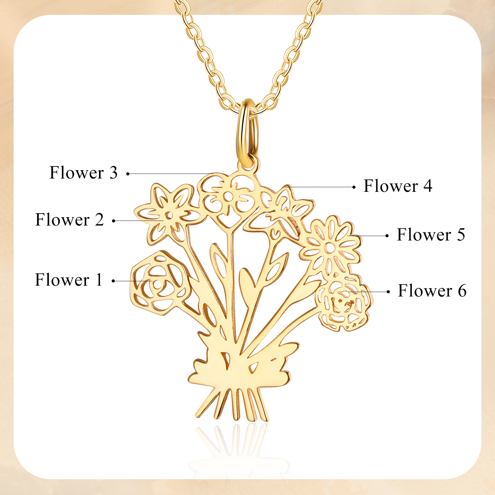Collana fiore di nascita personalizzata con 6 fiori di nascita regalo per donna