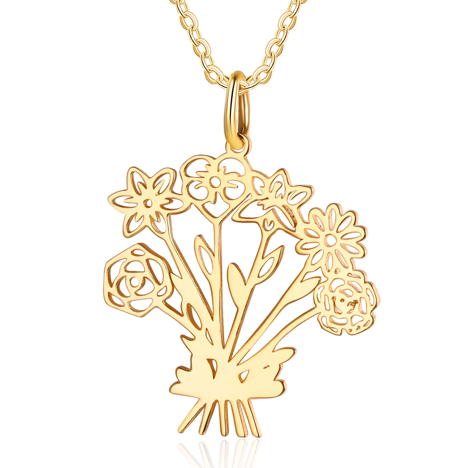 Collana fiore di nascita personalizzata con 6 fiori di nascita regalo per donna