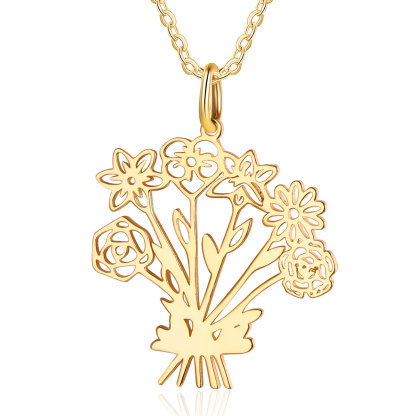 Collana fiore di nascita personalizzata con 6 fiori di nascita regalo per donna