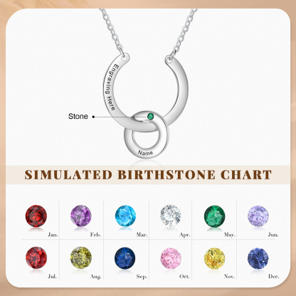 Collana con ciondolo di anello 1 pietra di nascita e 1 nome e 1 testo personalizzato regalo per donna