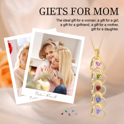 Un Regalo Unico per la Nonna o la Mamma collana personalizzata con 5 nomi e 5 pietre di nascita connessione familiare