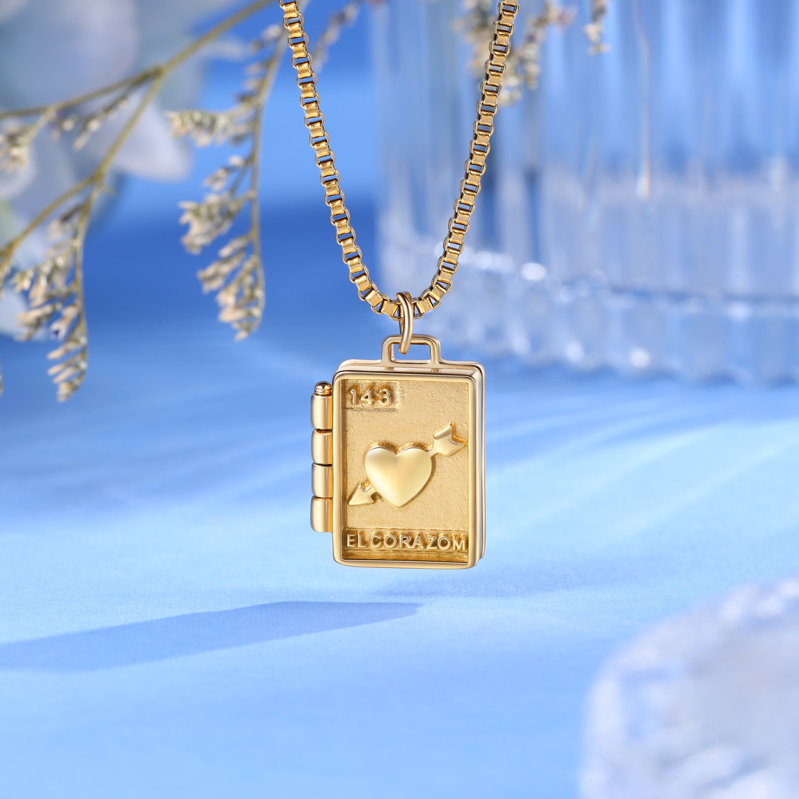 Collana Luna con ciondolo di busta con 1 foto personalizzato