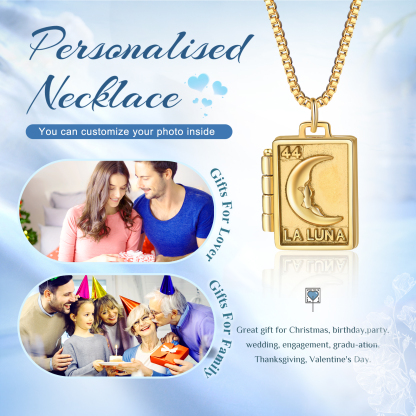 Collana Luna con ciondolo di busta con 1 foto personalizzato