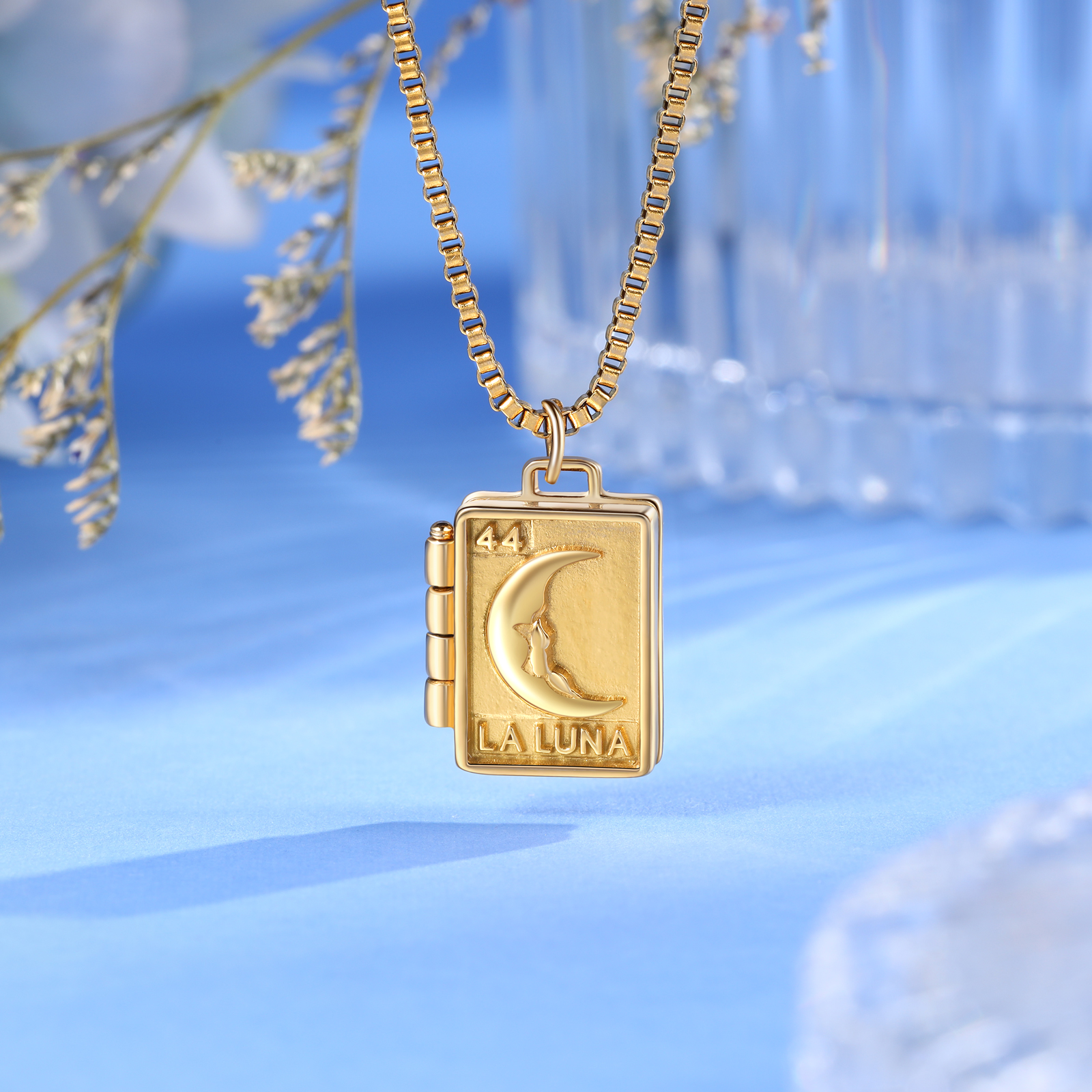 Collana Luna con ciondolo di busta con 1 foto personalizzato