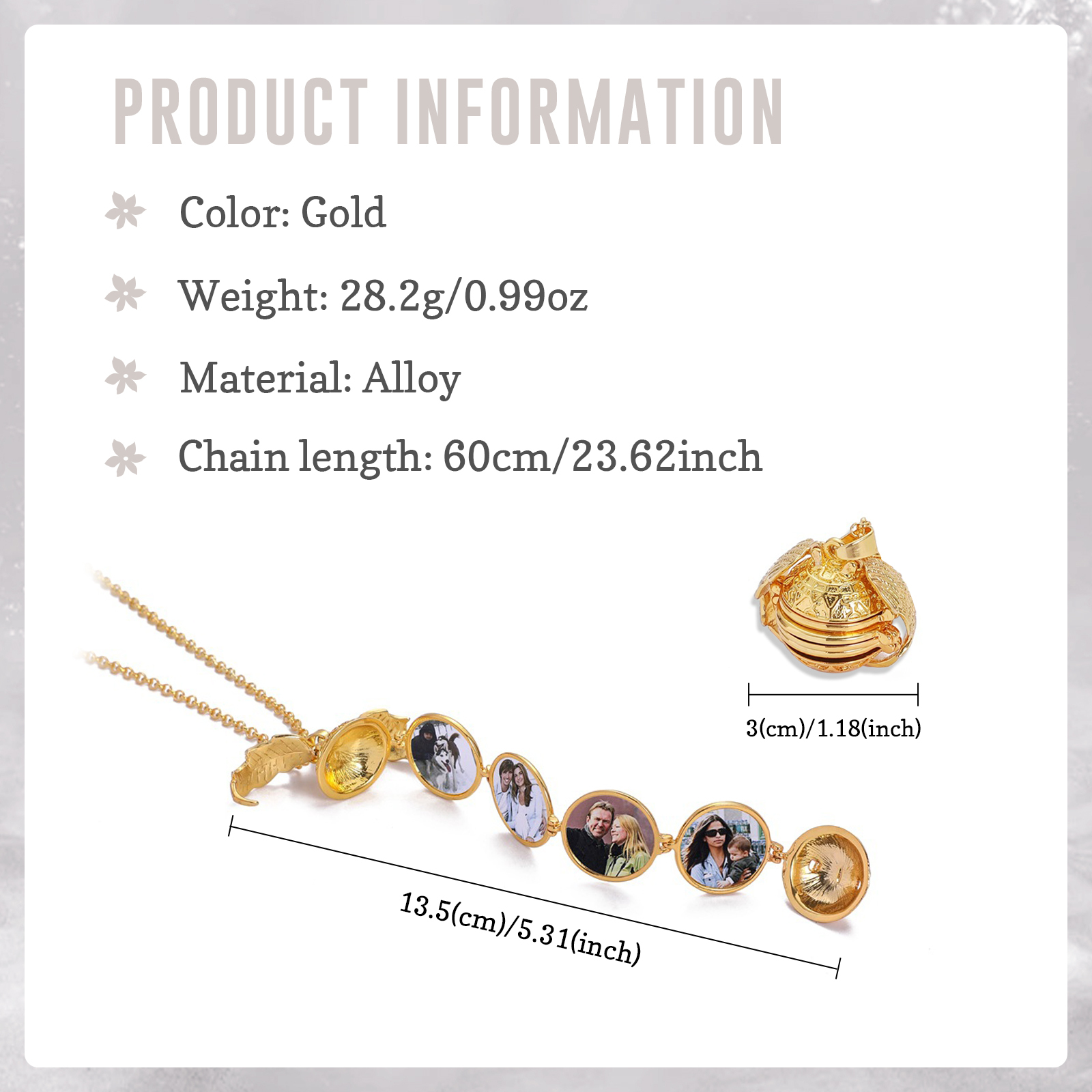 Collana sfera con 4 foto personalizzato