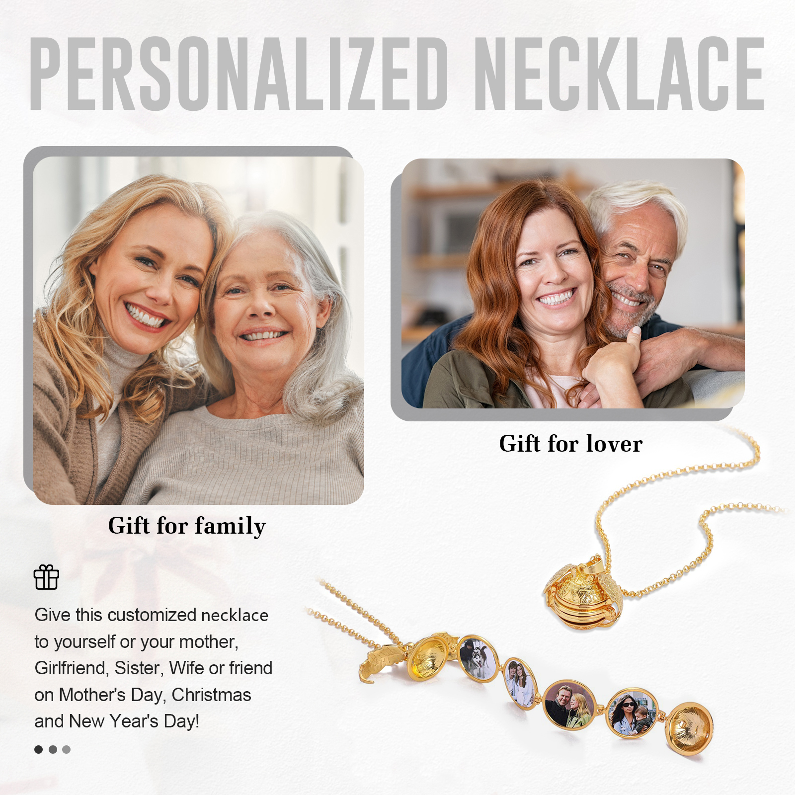 Collana sfera con 4 foto personalizzato