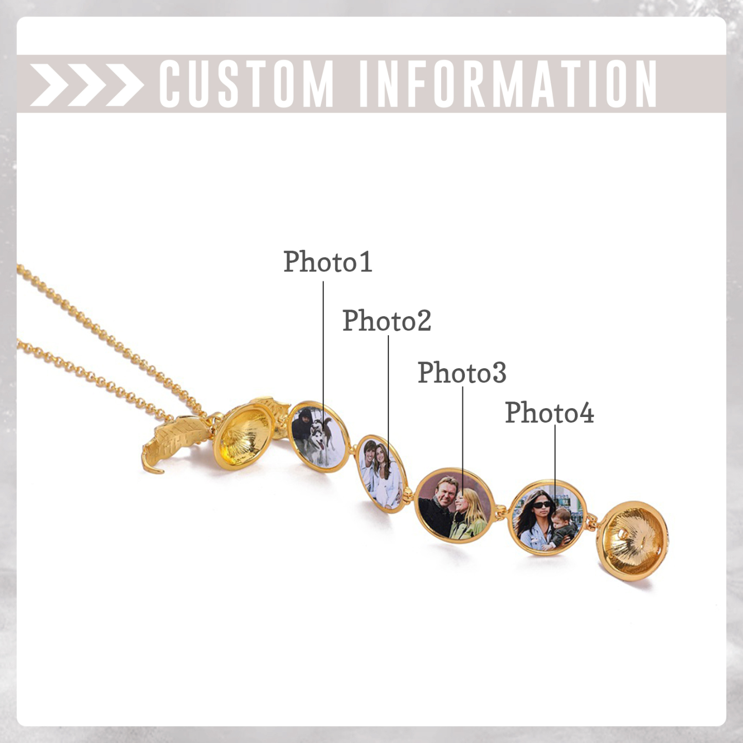 Collana sfera con 4 foto personalizzato
