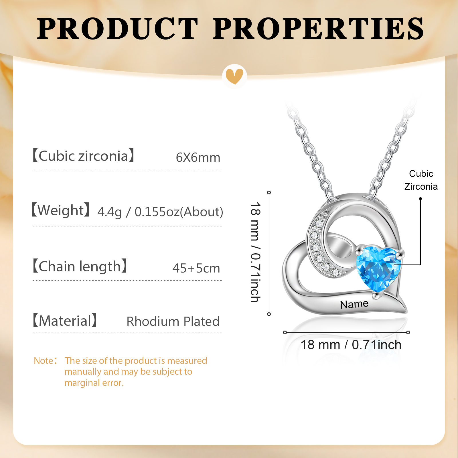 1 Name-Personalised Hearts Necklace Custom Birthstone & Necklace Engraved Names Special Gifts for Her | Jessemade