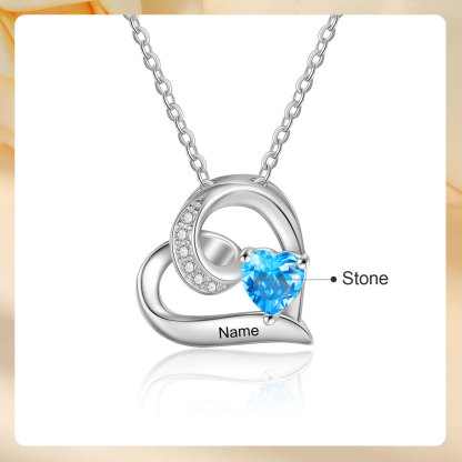 1 Name-Personalised Hearts Necklace Custom Birthstone & Necklace Engraved Names Special Gifts for Her | Jessemade