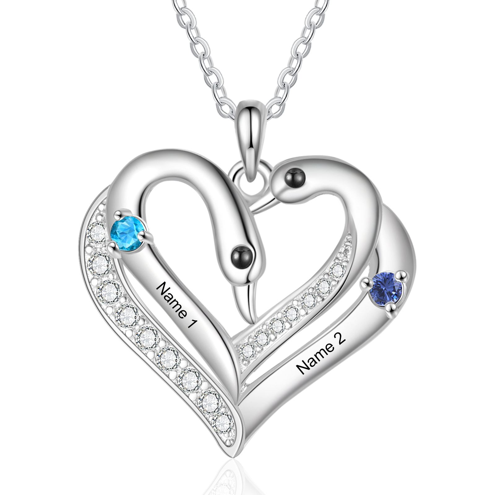 Personalized Heart Necklace – Custom 2 Names & 2 Birthstones Pendant Gift for Mum/Nan | Jessemade