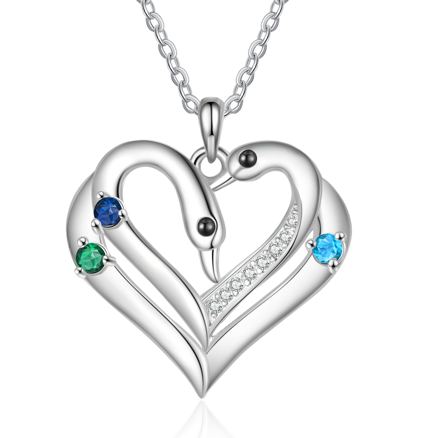 Personalized Heart Necklace – Custom 3 Names & 3 Birthstones Pendant Gift for Mum/Nan | Jessemade