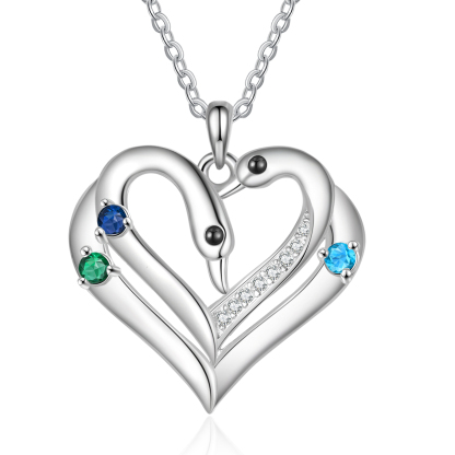 Personalized Heart Necklace – Custom 3 Names & 3 Birthstones Pendant Gift for Mum/Nan | Jessemade