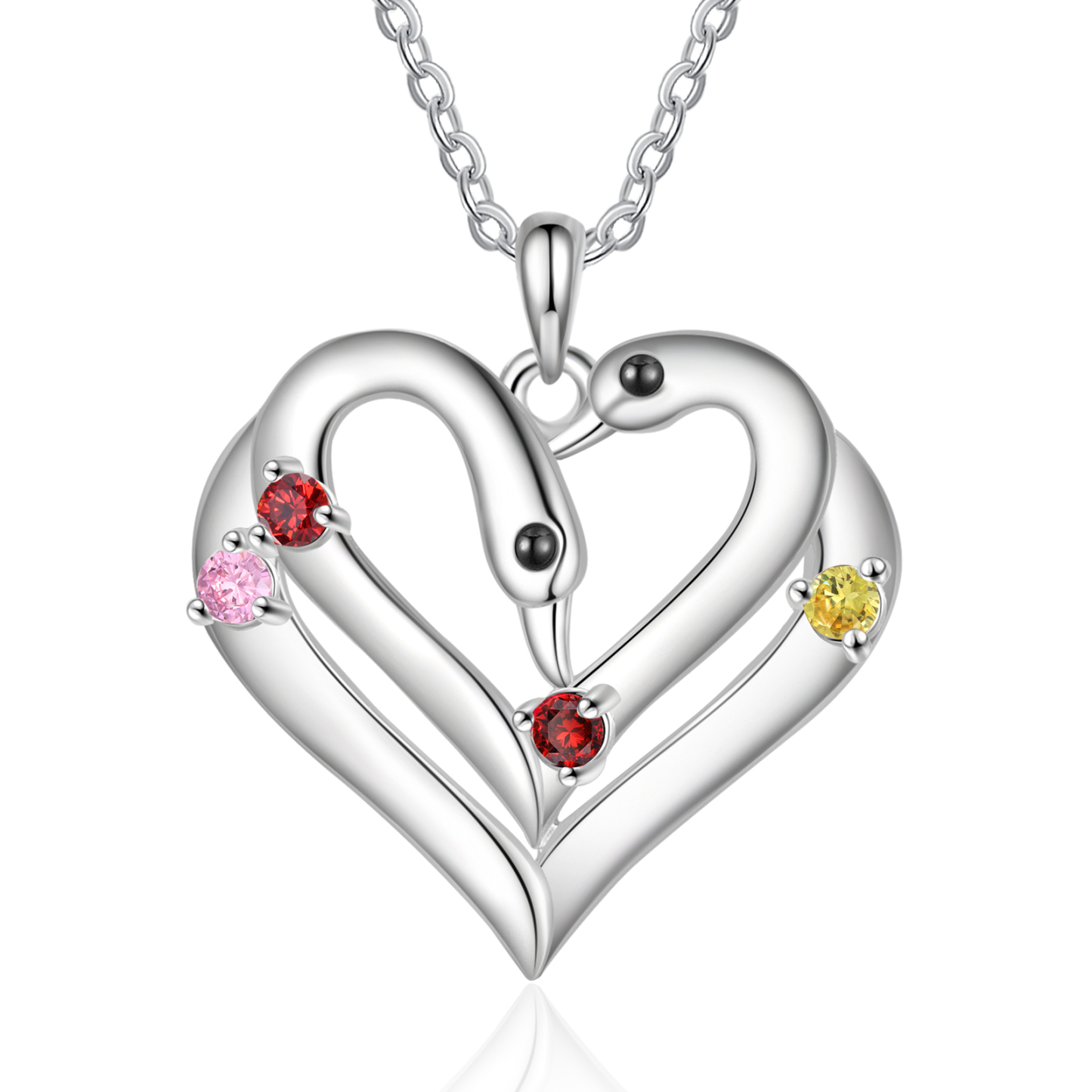 Personalized Heart Necklace – Custom 4 Names & 4 Birthstones Pendant Gift for Mum/Nan | Jessemade
